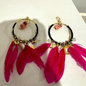 Betsy Johnson feather earrings.